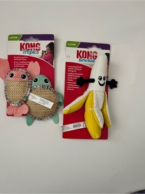 NEW KONG Catnip Cat Toy 2-Pack Lot Better Buzz Banana & Tropics Pals